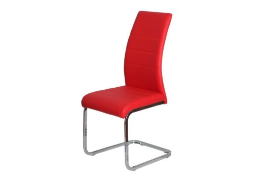 Picture of Set of 2 Giara Faux Leather Dining Chair Chrome Legs - Red
