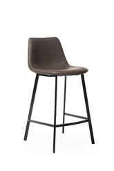 Picture of Set of 2 Gordon Faux Leather Bar Stool 66cm - Black Metal Legs - Antique Grey