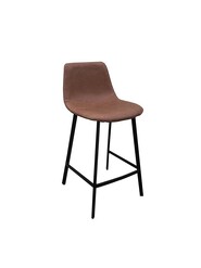 Picture of Set of 2 Gordon Faux Leather Bar Stool 66cm - Black Metal Legs - Cognac