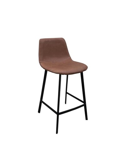 Picture of Set of 2 Gordon Faux Leather Bar Stool 66cm - Black Metal Legs - Cognac