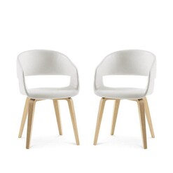 Picture of Set Of 2 Jan Modern PU Leather Dining Chair W/ Timber Legs - White