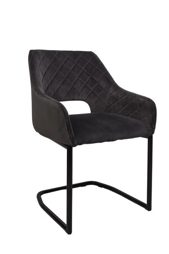 Picture of Set of 2 Julian Dining ArmChair - Black Metal Legs - Pebbler Grey