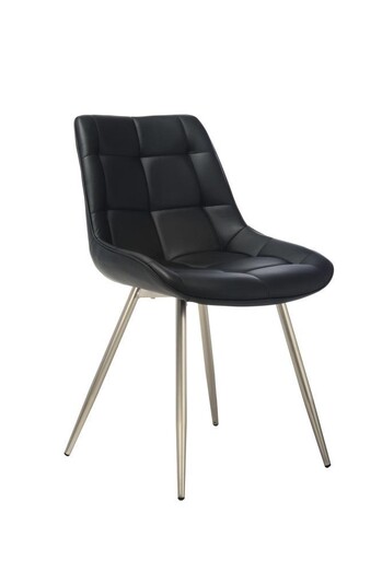 Picture of Set of 2 Karina Faux Leather Dining Chair - Brushed Steel - Black