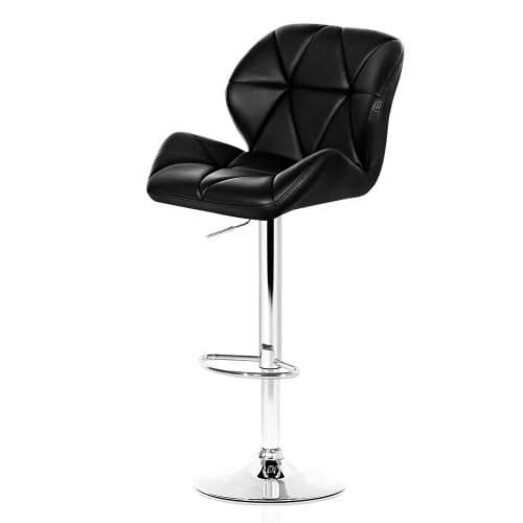 Picture of Set of 2 Kitchen Bar Stools - Black and Chrome