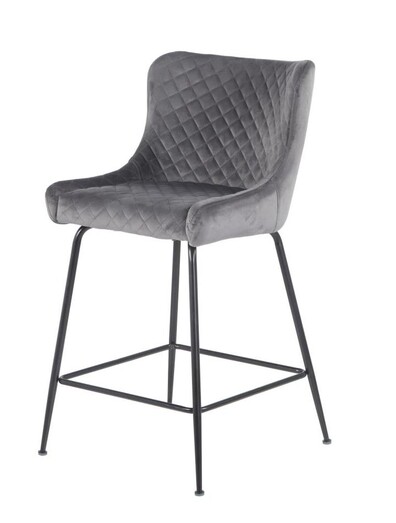 Picture of Set of 2 Lesley Velvet Fabric Lesley Bar Stool 66cm - Grey Picture of Set of 2 Lesley Velvet Fabric Lesley Bar Stool 66cm - Grey