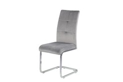 Picture of Set of 2 Lily Velvet Fabric Dining Chair Chrome Legs - Grey