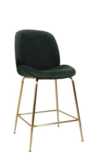 Picture of Set of 2 Linox Velvet Fabric Bar Stool 66cm - Golden Legs - Emerald Picture of Set of 2 Linox Velvet Fabric Bar Stool 66cm - Golden Legs - Emerald