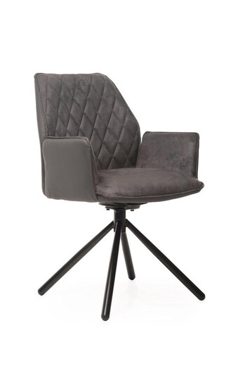 Picture of Set of 2 Maley Rotation Eco Leather Dining ArmChair - Grey