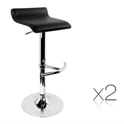Picture of Set of 2 PU Leather Wave Style Bar Stools - Black