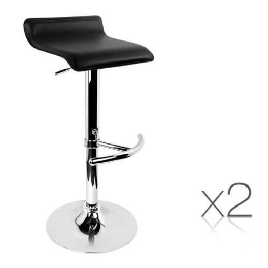 Picture of Set of 2 PU Leather Wave Style Bar Stools - Black