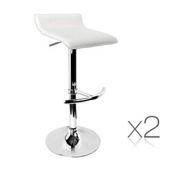 Picture of Set of 2 PU Leather Wave Style Bar Stools - White