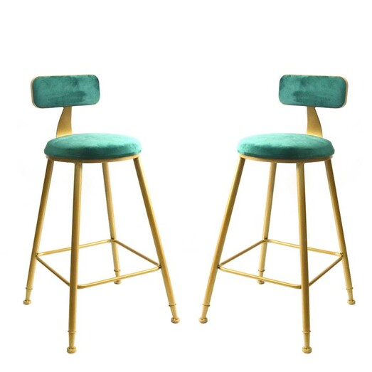Picture of Set Of 2 Selga Velvet Fabric Kitchen Counter Bar Stool Gold Metal Frame 65cm - Green Picture of Set Of 2 Selga Velvet Fabric Kitchen Counter Bar Stool Gold Metal Frame 65cm - Green