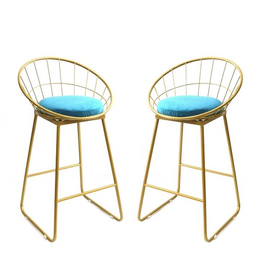 Picture of Set Of 2 Shelly Kitchen Counter Bat Stool Gold Metal Frame W/ Cushion 65cm - Aqua Blue Picture of Set Of 2 Shelly Kitchen Counter Bat Stool Gold Metal Frame W/ Cushion 65cm - Aqua Blue