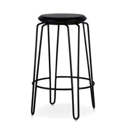 Picture of Set of 2 - Storo Bar Stool 65cm - Black Frame - Black Timber Seat
