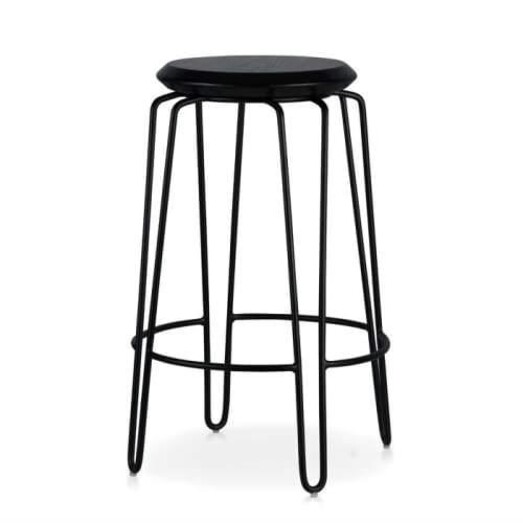 Picture of Set of 2 - Storo Bar Stool 65cm - Black Frame - Black Timber Seat Picture of Set of 2 - Storo Bar Stool 65cm - Black Frame - Black Timber Seat
