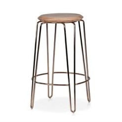 Picture of Set of 2 - Storo Bar Stool 65cm - Rose Gold Frame - Natural Timber Seat