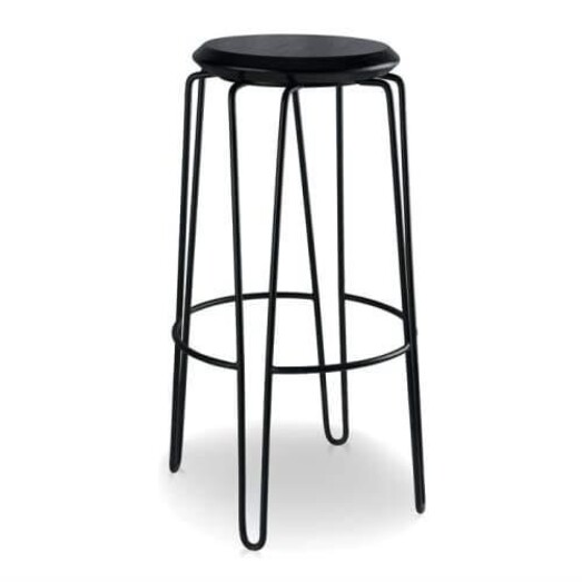 Picture of Set of 2 - Storo Bar Stool 75cm - Black Frame - Black Timber Seat Picture of Set of 2 - Storo Bar Stool 75cm - Black Frame - Black Timber Seat
