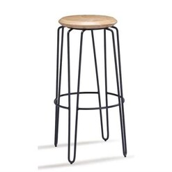 Picture of Set of 2 - Storo Bar Stool 75cm - Black Frame - Natural Timber Seat