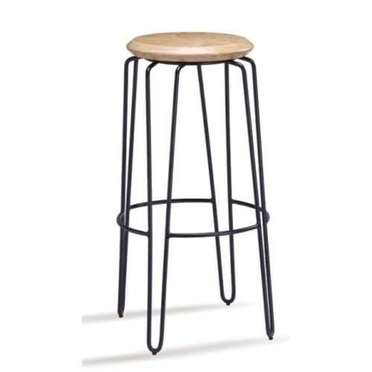 Picture of Set of 2 - Storo Bar Stool 75cm - Black Frame - Natural Timber Seat