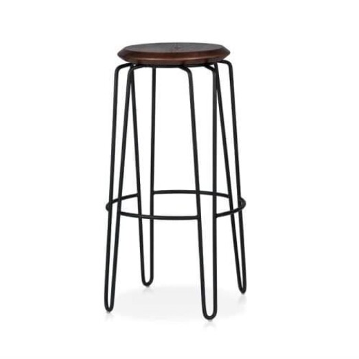 Picture of Set of 2 - Storo Bar Stool 75cm - Black Frame - Walnut Timber Seat Picture of Set of 2 - Storo Bar Stool 75cm - Black Frame - Walnut Timber Seat