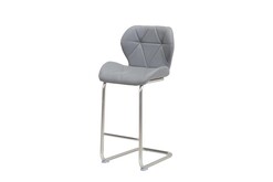 Picture of Set of 2 Terry Faux Leather Bar Stool 66cm - Brused Stainless Legs - Grey