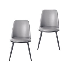 Picture of Set Of 2 Tobias Modern PU Leather Dining Chair - Grey & Black