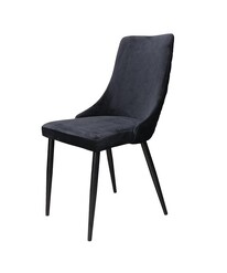 Picture of Set of 2 Vale Velvet Fabric Dining Chair - Black Metal Legs - Black