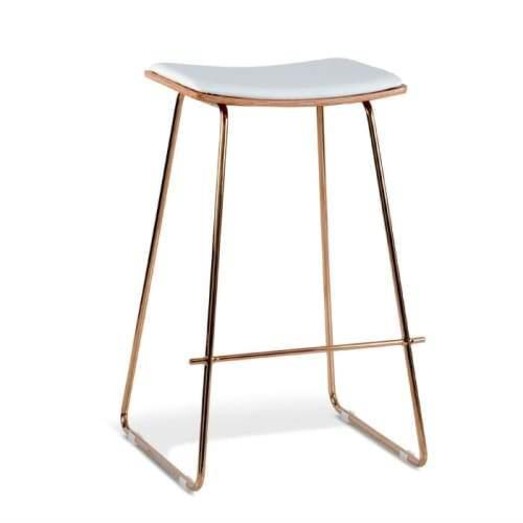 Picture of Set of 2 - Yvonne Potter Replica Y Porter Nordberg Bar Stool 73cm - Rose Gold Frame - Natural Veneer White Cushion Seat Picture of Set of 2 - Yvonne Potter Replica Y Porter Nordberg Bar Stool 73cm - Rose Gold Frame - Natural Veneer White Cushion Seat