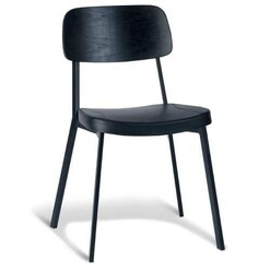 Picture of Set of 4 - Enfys Industrial Dining Chair - Black Frame - Black  Back - Black Cushion Seat