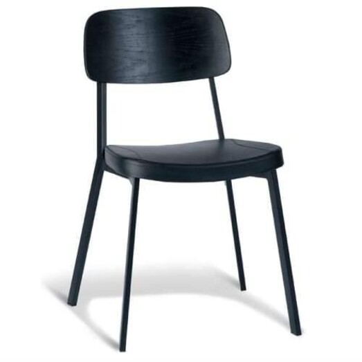 Picture of Set of 4 - Enfys Industrial Dining Chair - Black Frame - Black  Back - Black Cushion Seat Picture of Set of 4 - Enfys Industrial Dining Chair - Black Frame - Black  Back - Black Cushion Seat