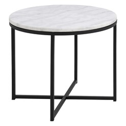 Picture of Sevigny Marble Top Round Side Table in Black by Iniko