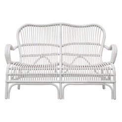 Picture of Seville Two Seater Rattan Bench, White Florabelle