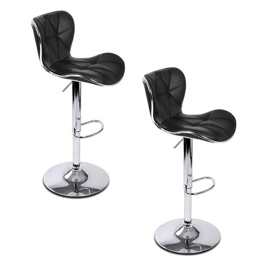 Picture of Seza PU Leather Bar Stool with Back, Black (Set of 2) Faux Leather Resort Living