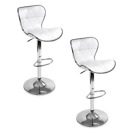 Picture of Seza PU Leather Bar Stool with Back, White (Set of 2) Faux Leather Resort Living