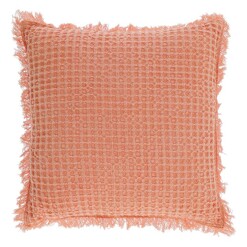 Picture of Shallow Fringed Waffle Cotton Cushion Cover in Orange by Vida & Co.