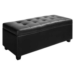Picture of Shanta Storage Ottoman, Black Faux Leather Resort Living