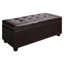 Picture of Shanta Storage Ottoman, Brown Faux Leather Resort Living