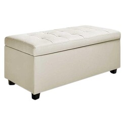 Picture of Shanta Storage Ottoman, Cream Faux Leather Resort Living
