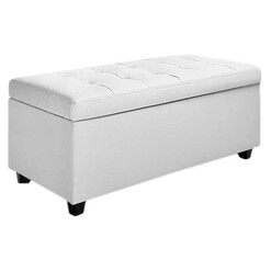 Picture of Shanta Storage Ottoman, White Faux Leather Resort Living