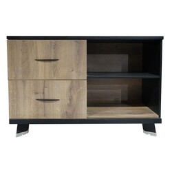 Picture of Sharpe Office Cabinet, Low MDF Mahogany/Black Iniko