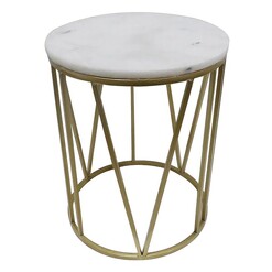 Picture of Shelby Marble Side Table Gold/White Amalfi