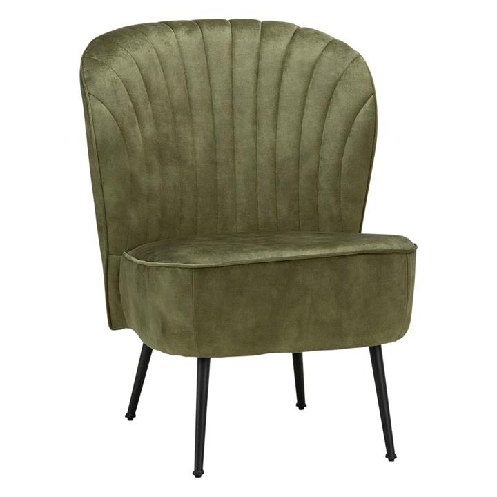 Picture of Shell Velvet Armchair, Moss Green Moss Green/Black Eastern Warehouse