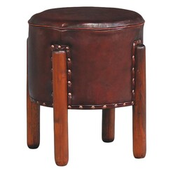 Picture of Shen Leather Stool Mahogany Mahagony Kayu Estate