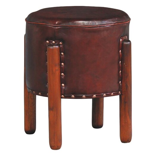 Picture of Shen Leather Stool Mahogany Mahagony Kayu Estate Picture of Shen Leather Stool Mahogany Mahagony Kayu Estate