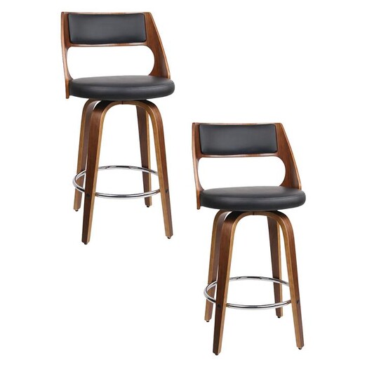 Picture of Shereen Bar Stool (Set of 2) Faux Leather Black Resort Living