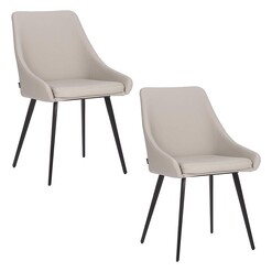 Picture of Shogun Set of 2 Faux Leather Dining Chairs in Beige by casabona
