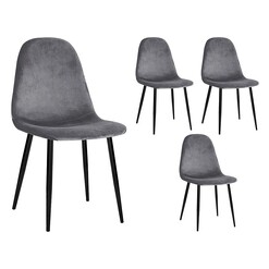 Picture of Siddia Dining Chair, Velvet (Set of 4) Fabric Dark Grey Resort Living