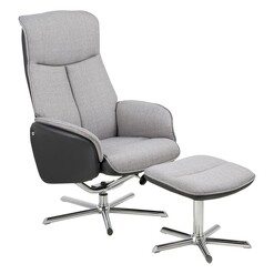 Picture of Simmons Reclining Chair with Ottoman Fabric Light Grey/Black Iniko