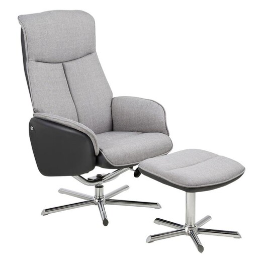 Picture of Simmons Reclining Chair with Ottoman Fabric Light Grey/Black Iniko