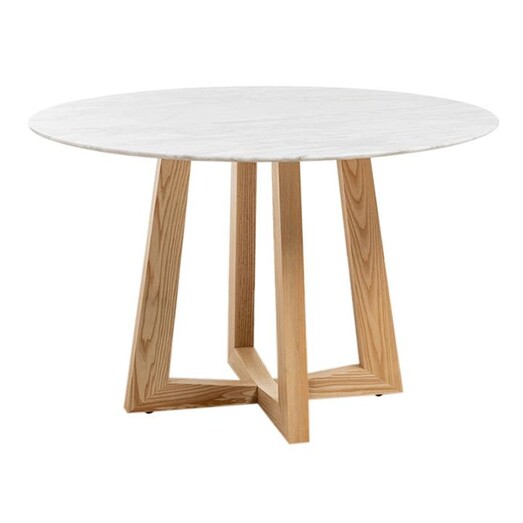 Picture of Sloan Round Marble Dining Table Size 120cm Diameter in White/Natural by casabona Picture of Sloan Round Marble Dining Table Size 120cm Diameter in White/Natural by casabona